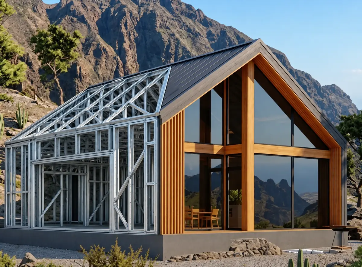 Casa SLC con estructura de acero y fachada de madera — CasaModul